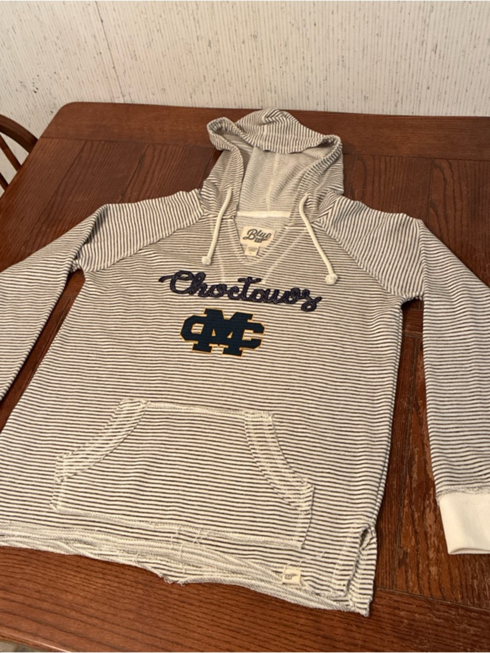 Blue 84 Mississippi College Choctaws Women’s M Frayed Striped French Terry Hoody